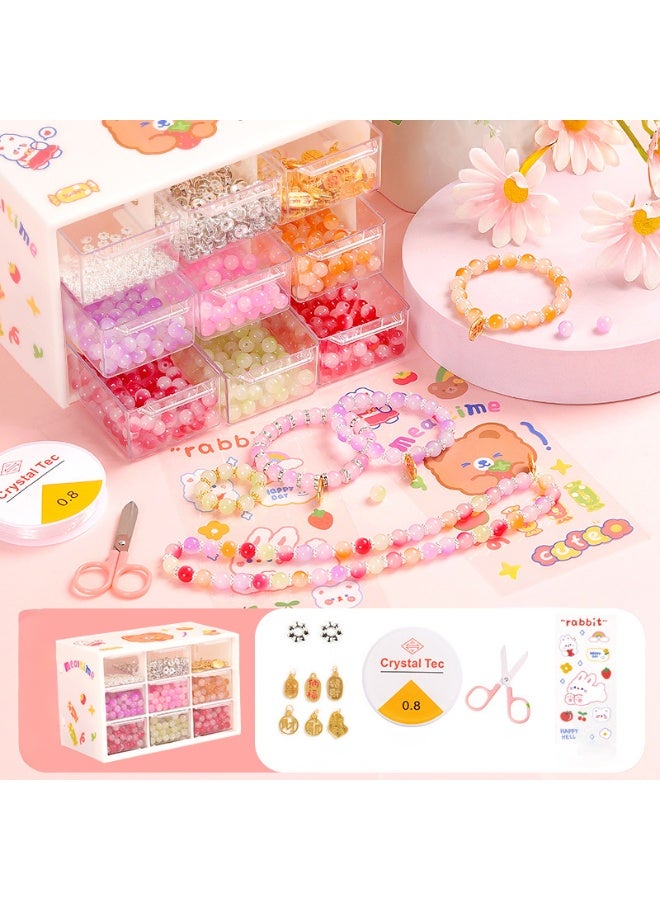 Capstro 300PCS Glass Beads Bracelet Making Kit – DIY Jewelry Craft Set for Kids | Includes Spacer Beads, Pendants, Stickers & Tools | Arts & Crafts Birthday Gift for Girls Ages 6+ - Image 1